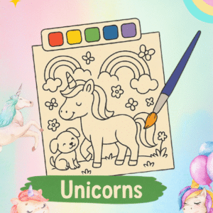 Unicorn 8 Sayfa - 6 Renk Sulu Boyama Kitabı